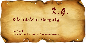 Köntös Gergely névjegykártya